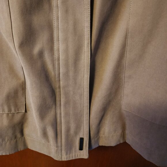 Women's Petite Medium St. John's Bay Tan/Black Anorak Full Zip Hooded Jacket - Picture 6 of 10